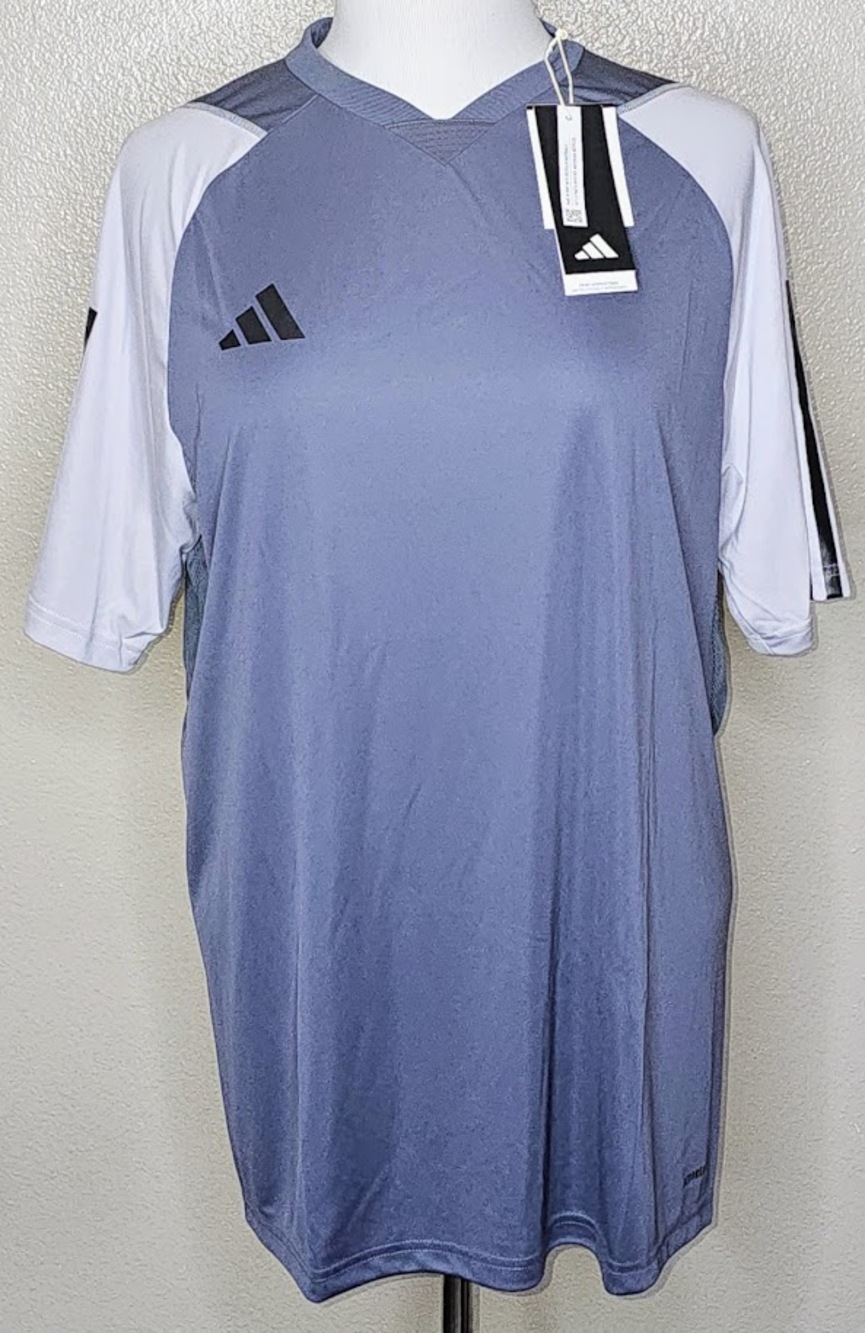 adidas Men’s Short-Sleeve Athletic Jersey — Slate Blue & Light Gray